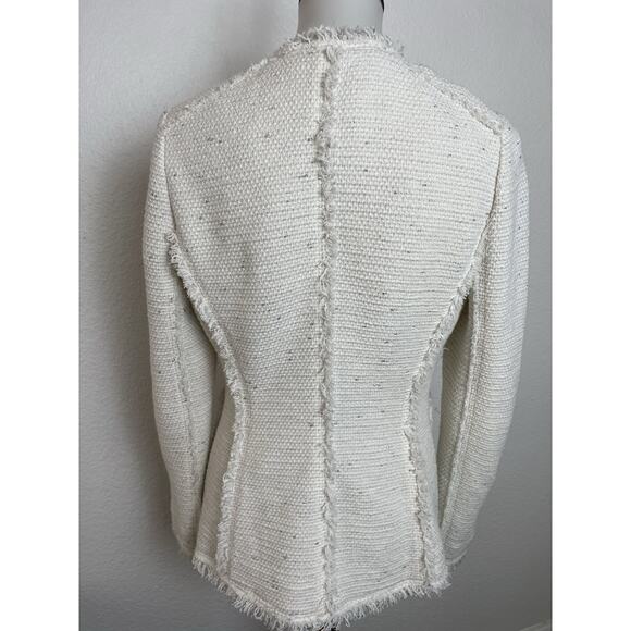 Rebecca Taylor Blazer Jacket Single Breast Open Front Fringe Tweed - Picture 6 of 14